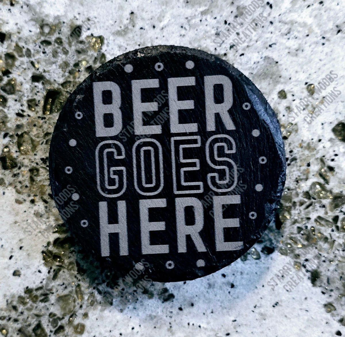 Beer Goes Here Slate Coaster